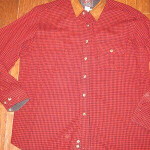 Rare vtg Woolen Mills buffalo plaid leather collar lg made for Lands End